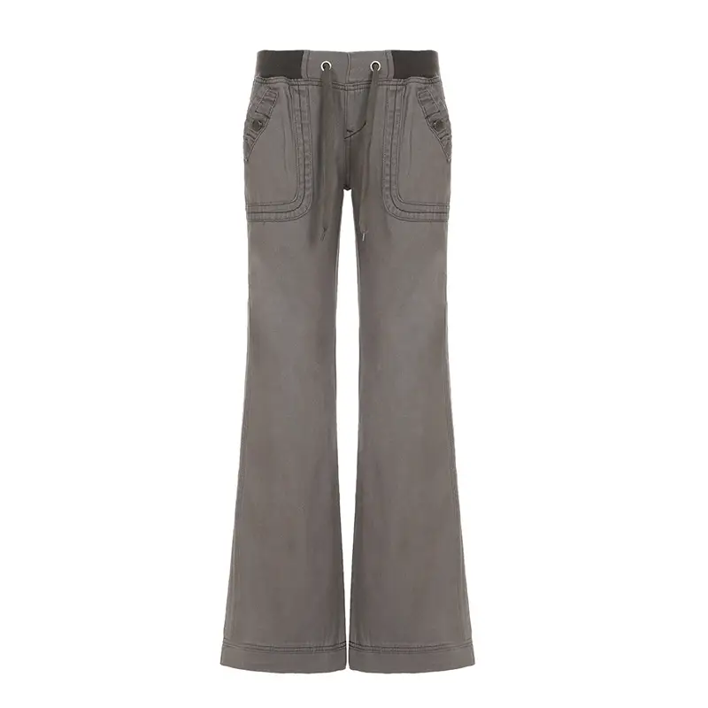 Pocket Contrast Color Thread Waist Head Made Old Low Waist Straight Jeans