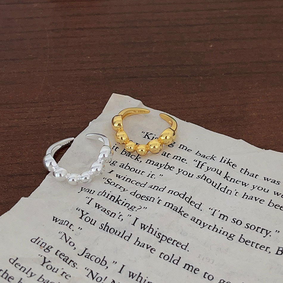 Round Beads Irregular Ring Simple INS Fashion Wave Line Ring For Women