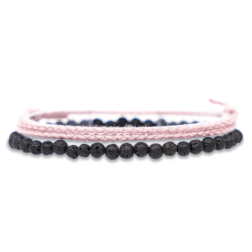 Bohemian Bracelet Suit Cotton And Linen Woven Bracelet - Volcanic Rock Pink Woven