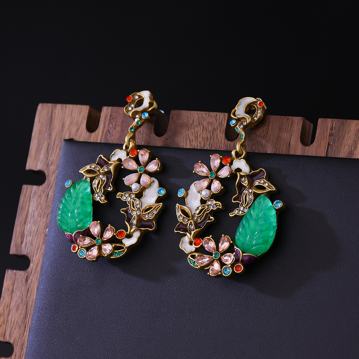 Light Luxury Distressed Earrings Artistic Advanced Diamond-embedded Resin Earrings