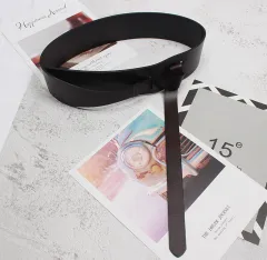 Women's Fashion Leather Decoration Wide Belt - Dark Coffee - View 1