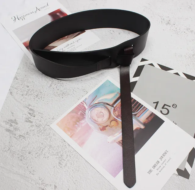 Women's Fashion Leather Decoration Wide Belt Dark Coffee - Shop at LoveMi