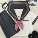 Short Sleeves Skirt Bow Tie