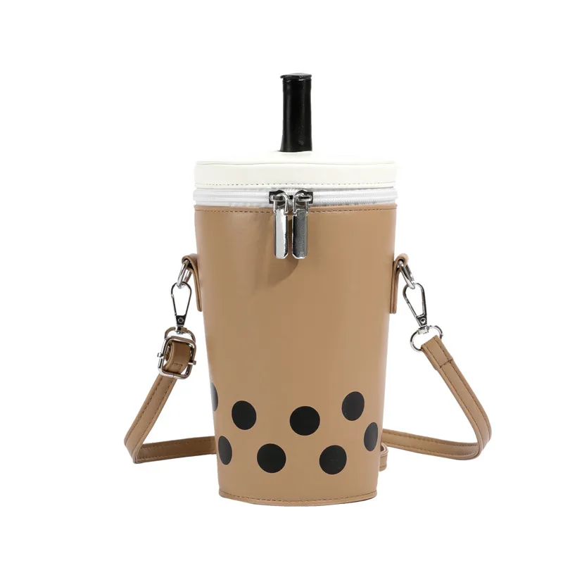 Milk Tea Personalized Small Bags Women's New Fashion Messenger Phone Bag Cute Girl Bucket Backpack - Khaki