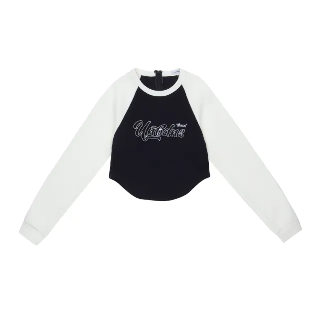 Female Niche Color Block Skinny Letters Short Shipment Long Sleeve Blue - Shop at LoveMi