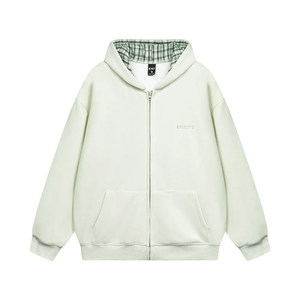Loose Versatile Zipper Sweater Men's European And American - Light Green