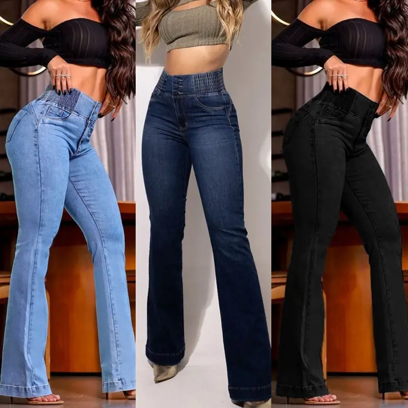 Elastic Waisted High-waist Stretch Slim-fit Boot-lift Denim