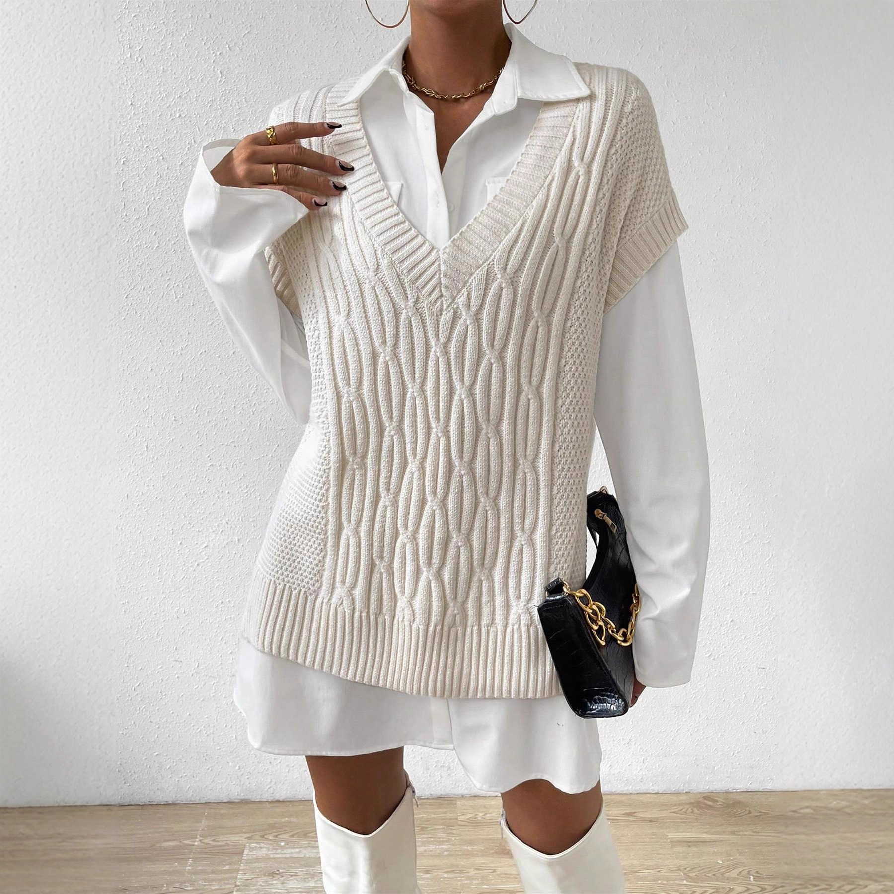 Loose Sleeveless Knit Vest Ladies