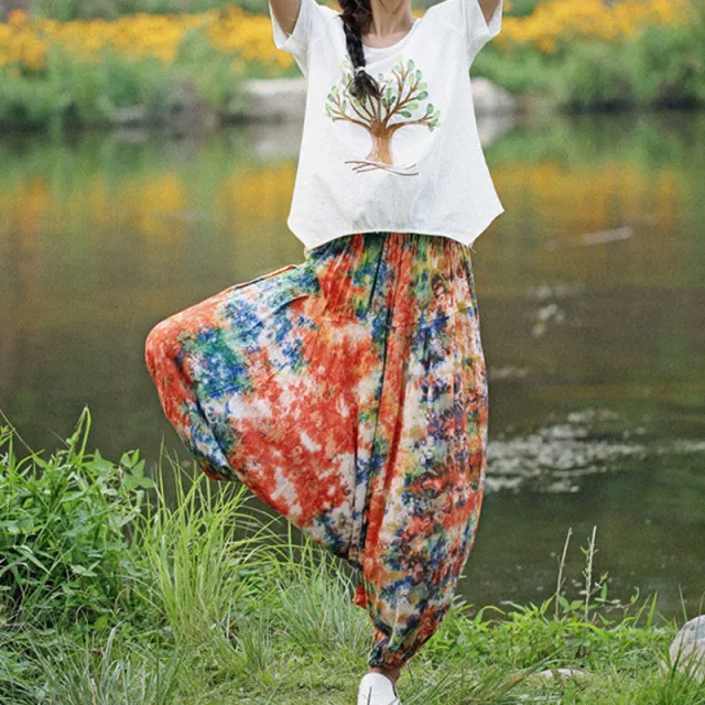 Harem Tie dyed Big Crotch Cotton Loose Casual Pants Tie Dye - Shop at LoveMi