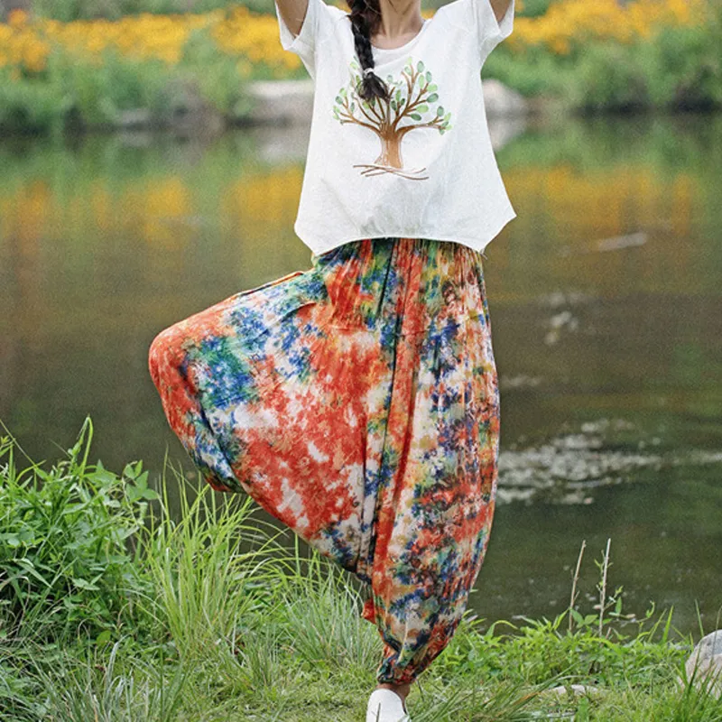 Harem Tie-dyed Big Crotch Cotton Loose Casual Pants - Tie Dye