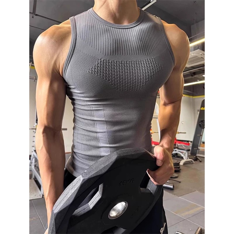 Mens Gray American-Style Fitness Tank Top