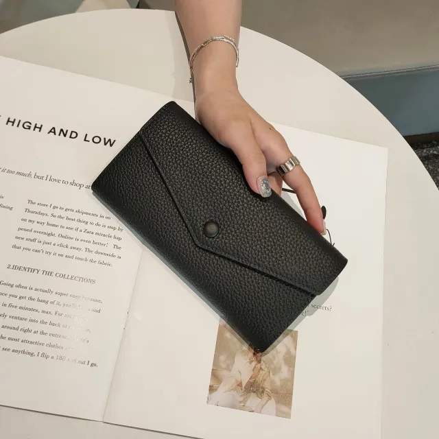 Korean Style Card Coin Purse Trendy Head Layer Cowhide Black - Shop at LoveMi