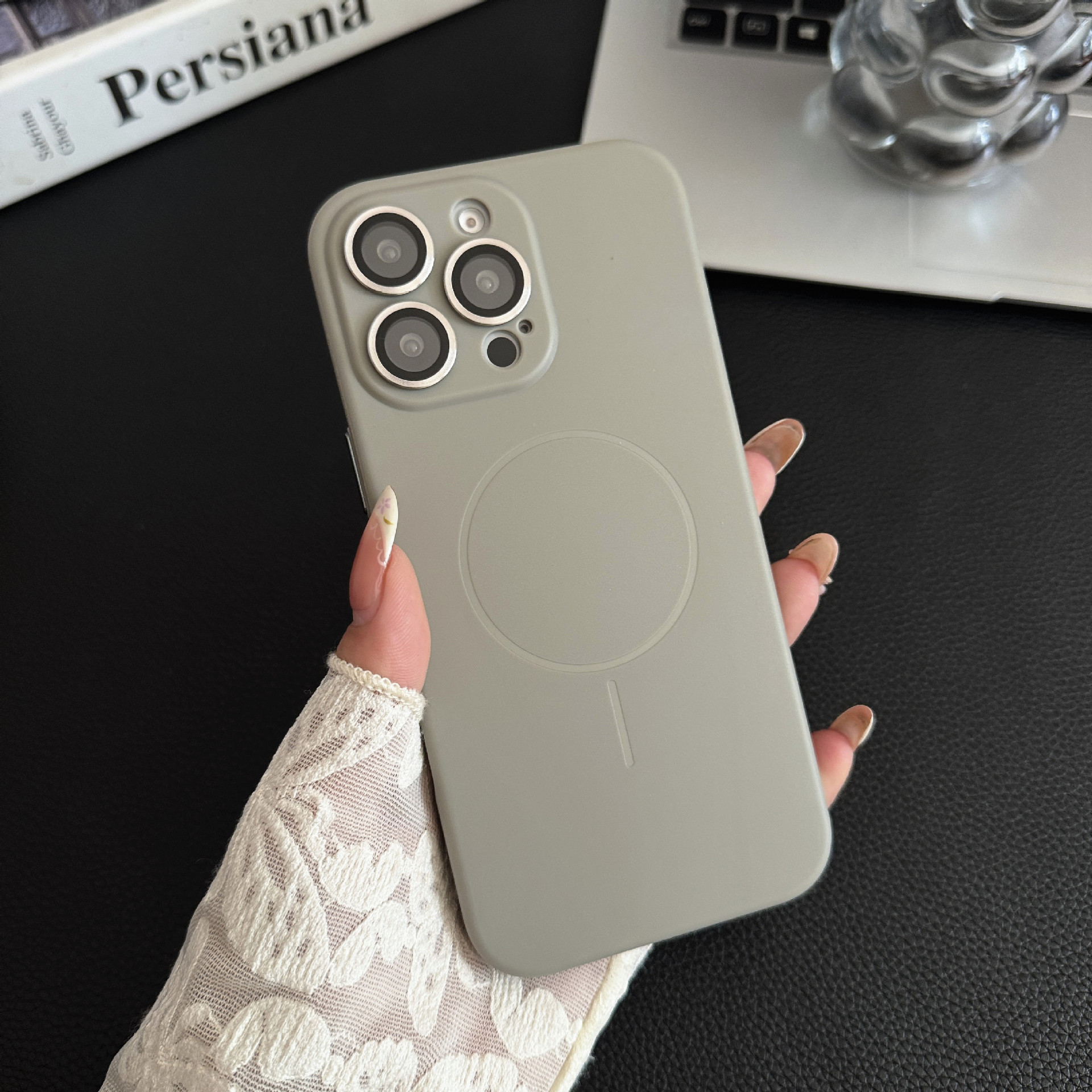Solid Color Liquid Silicone Magnetic Phone Case - Image 3