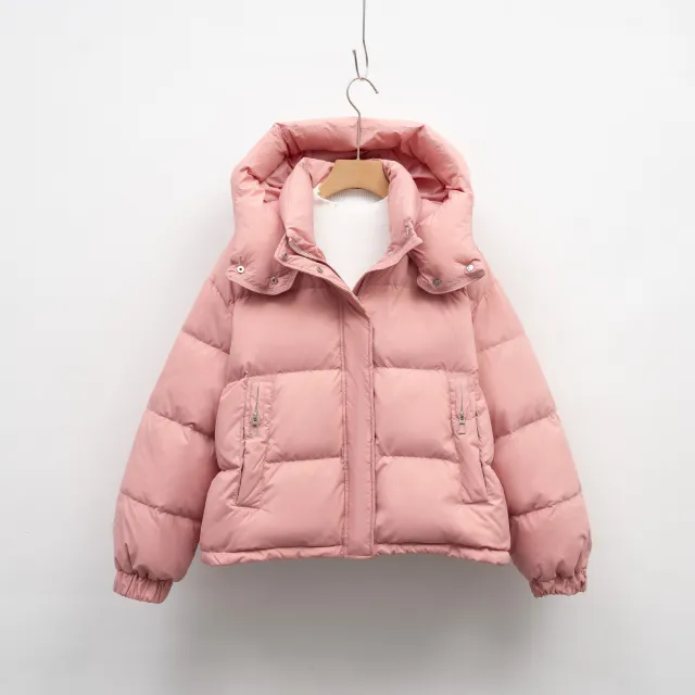 Women's Winter Korean style Simple Hooded Warm Puffer Jacket Pink - Shop at LoveMi