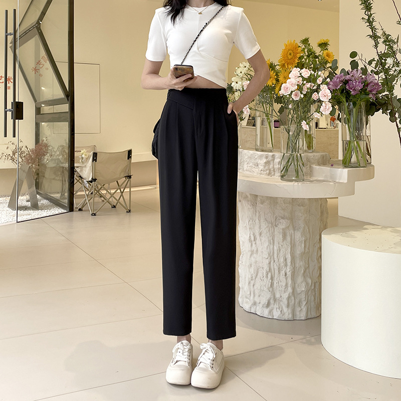 Plus Size Thin High-waisted Suit Pants For Women