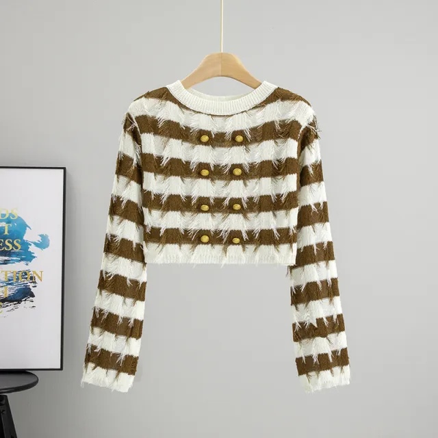 Long Sleeve Sweater Design French Style Off the neck Knitted Top Khaki - Shop at LoveMi