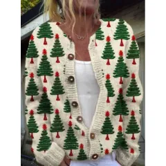 New Christmas 3D Digital Printing Women Cardigan Coat Outerwear Female - Ca9P22D1Cd2C-5Xl - View 1