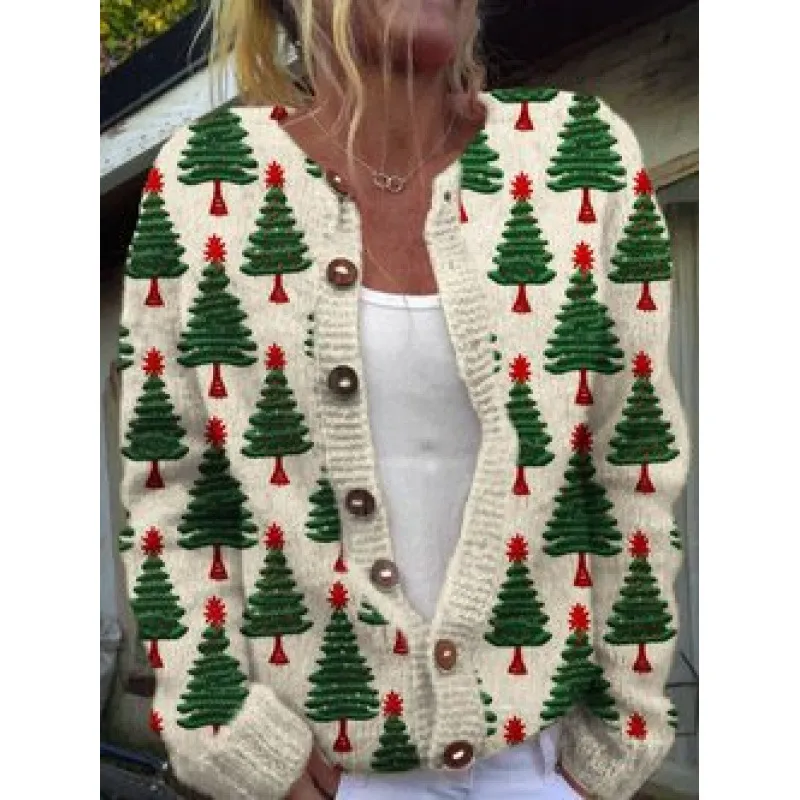 New Christmas 3D Digital Printing Women Cardigan Coat Outerwear Female - Ca9P22D1Cd2C-5Xl