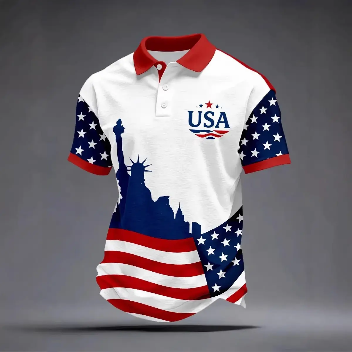 New Mens 3D Digital-print Lapel Shirt