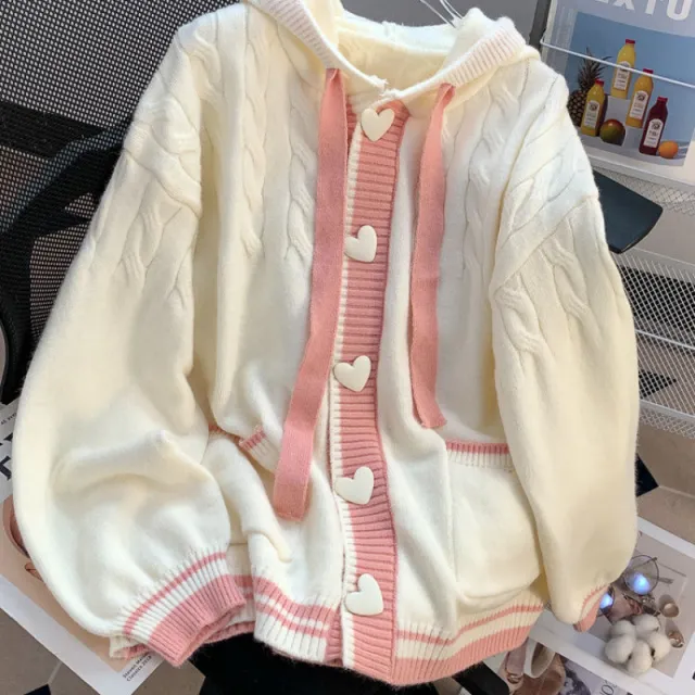 Beauty Spring And Autumn Hooded Sweater Coat Women's Autumn And Winter Wear Matching Design Sense White - Shop at LoveMi