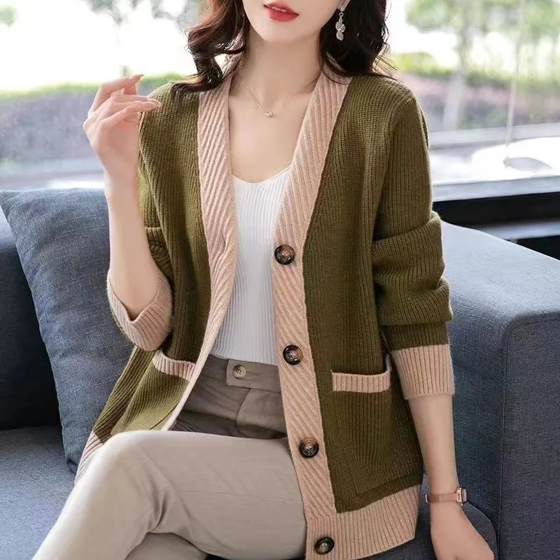 New Fashion All-matching Oversized Loose Coat - Green Coffee Colour