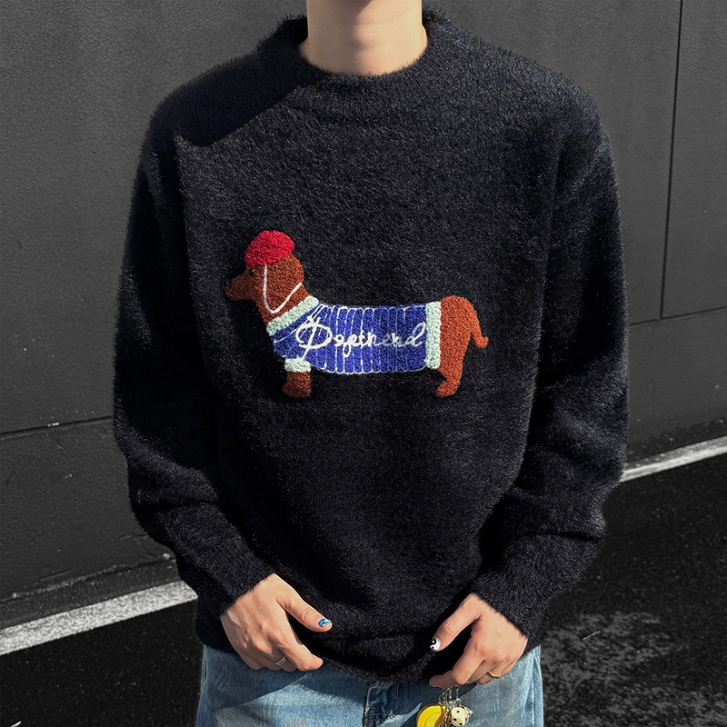 Casual Sweater For Men Featuring A Dachshund Design