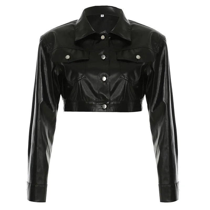Autumn All-matching Biker's Leather Jacket Women - Black