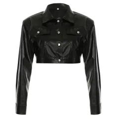 Autumn All-matching Biker's Leather Jacket Women - Black - View 1