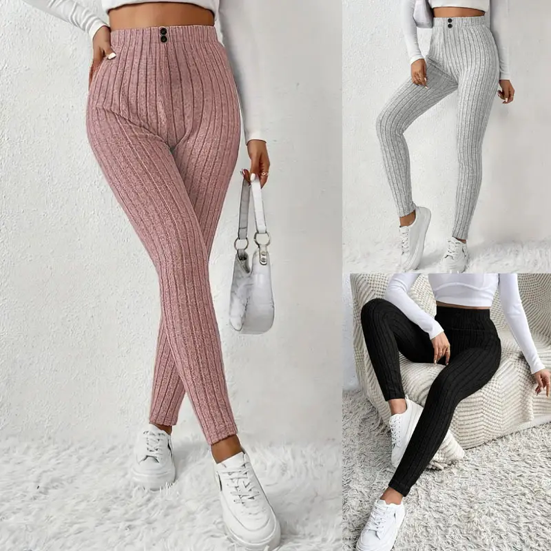 Plus-size Slim-fit Casual High-waist Pants