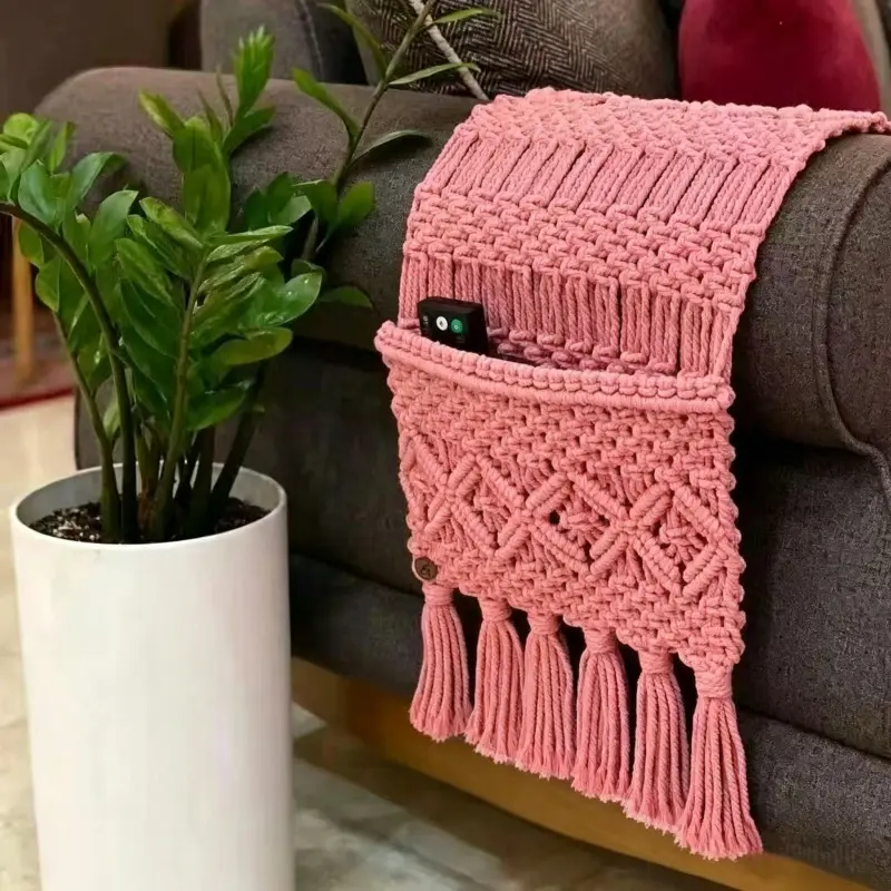 Handwoven Bohemian Sofa Armrest Storage Bag