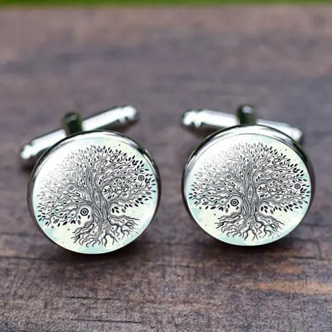 Time Stone Simple Tree of Life Cufflinks