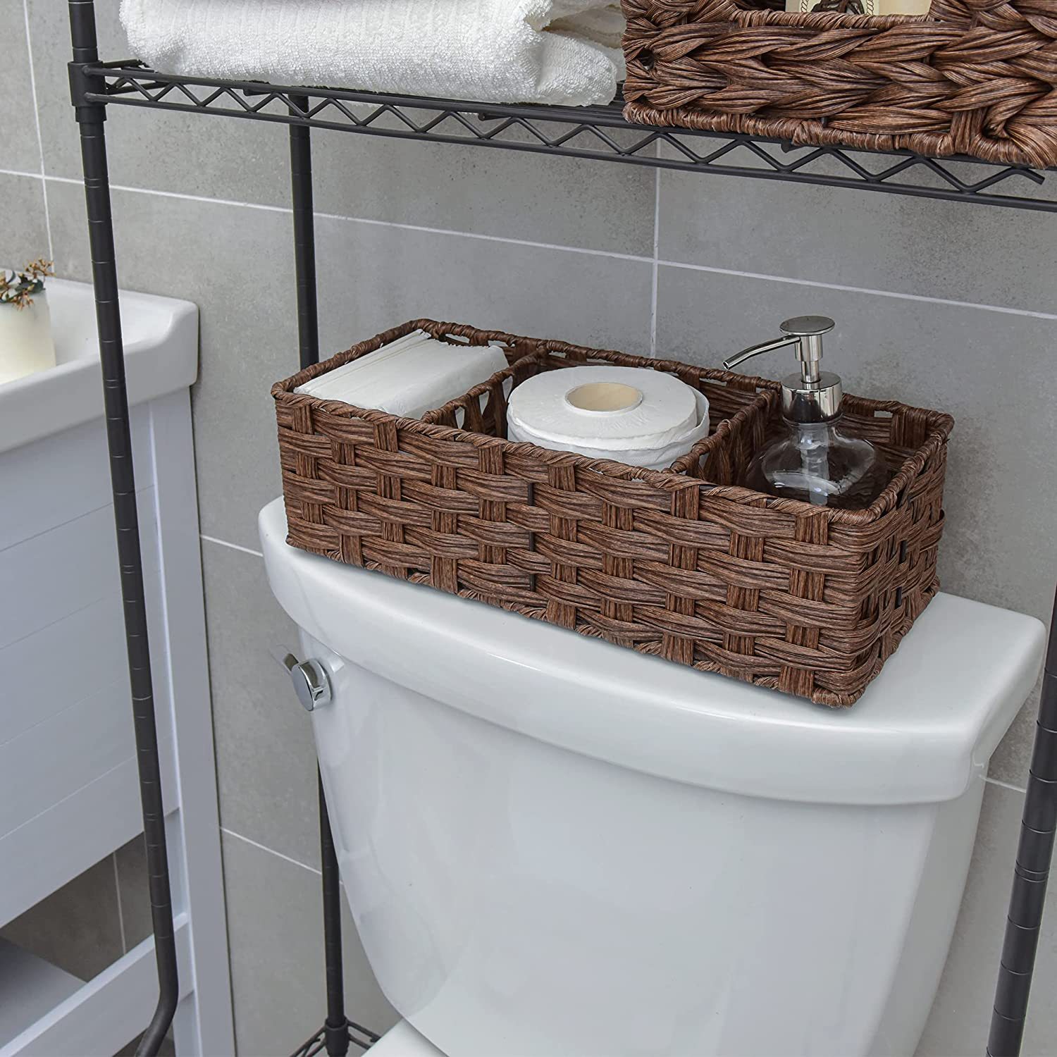 Desktop Bathroom Tissue And Towel Storage Basket Bedroom Cosmetic Organizer