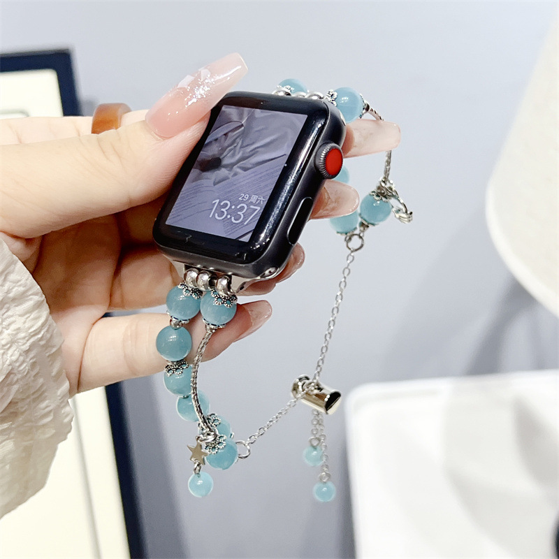 Blue Beads Silver Bracelet