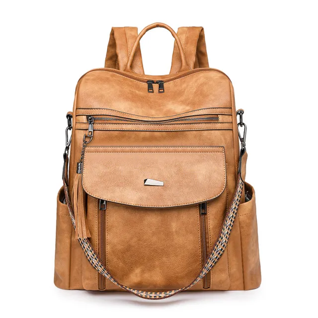 PU Retro Lady's Bags Large Capacity Women's Backpack Yellow - Shop at LoveMi