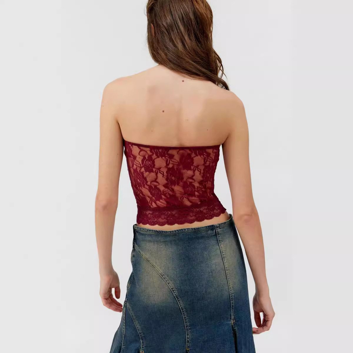 Womens Lace-trimmed Sexy Tube Top Vest - Image 2