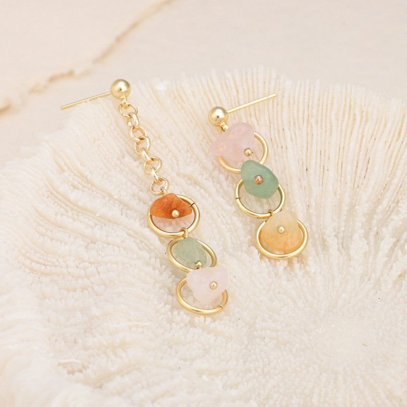 Women's Personalized Delicate Long And Short Round Crystal Earrings