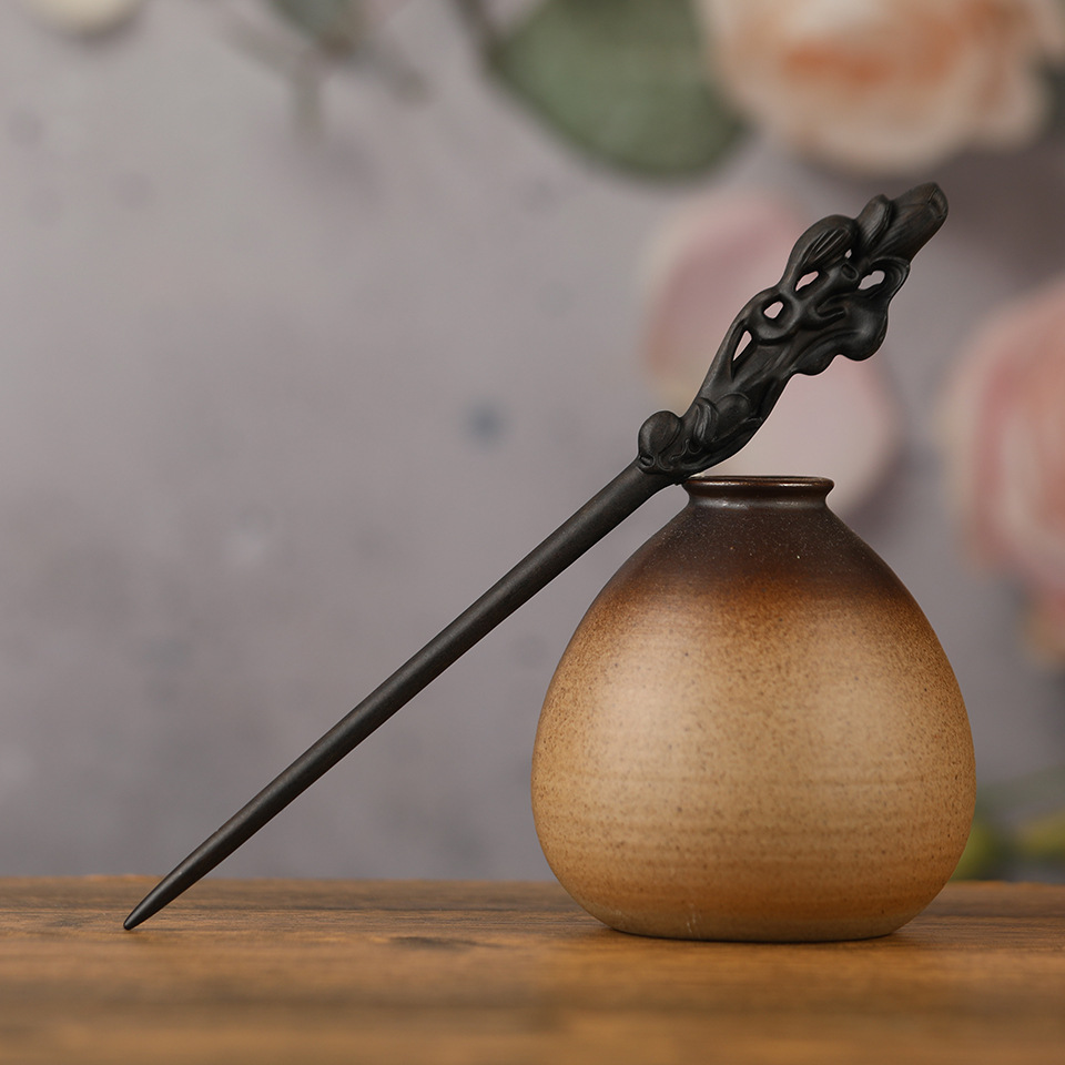 Vintage Carved Hair Clasp Archaistic Headdress Updo