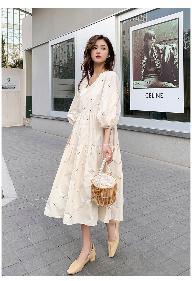 efe79555 84dc 4d38 8a37 c38d5dca5186 - Summer New Maternity Dress Embroidered Mid-Length High Waist Maternity Dress