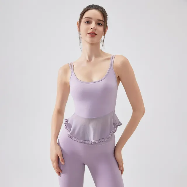 Fanxin Air Sense Spun Yarn Beauty Back Lace Yoga Vest Orchid - Shop at LoveMi