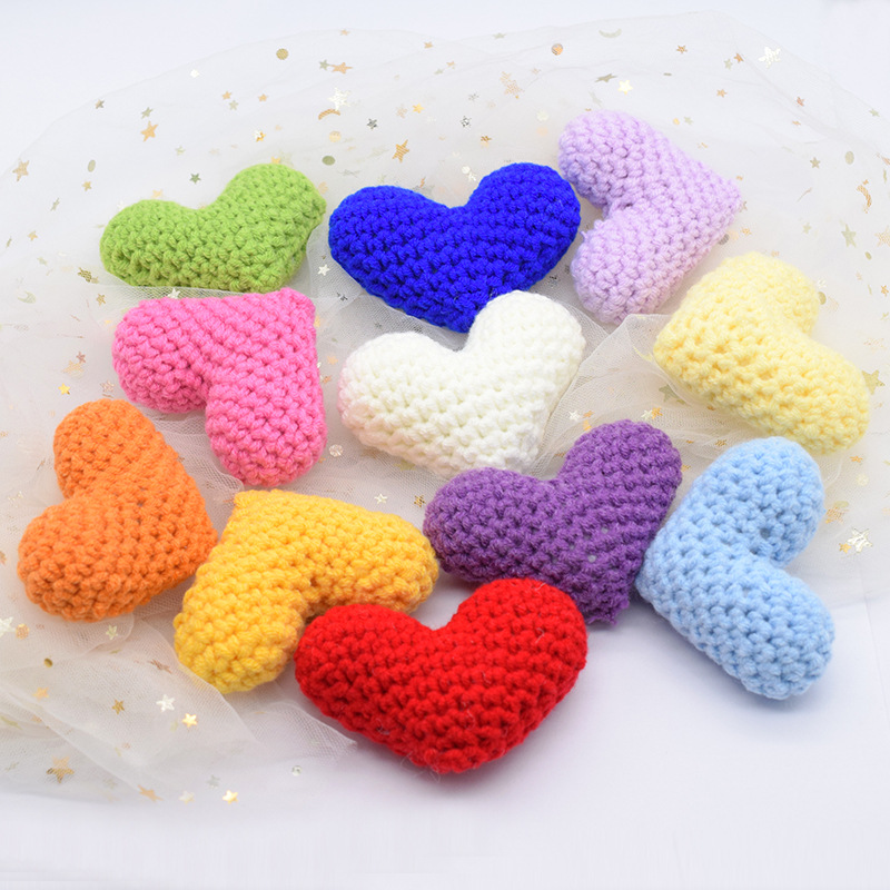 Love Semi-finished Products Accessories Hand-crocheted Wool Cotton Filled Knitted Peach Heart