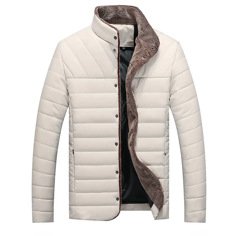 Mid-length Cotton-padded Coat Men's Korean-style Stand Collar Slim Fit