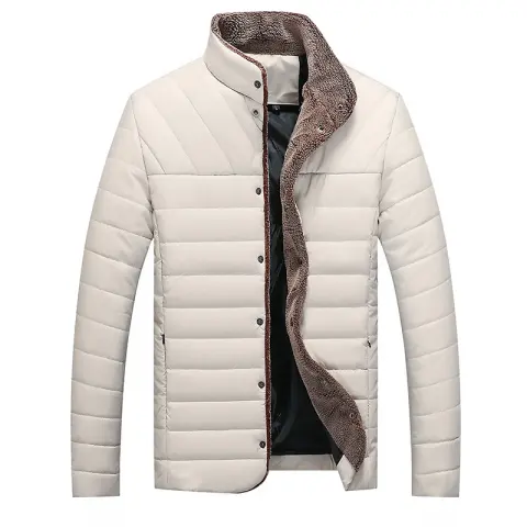 Mid-length Cotton-padded Coat Men's Korean-style Stand Collar Slim Fit