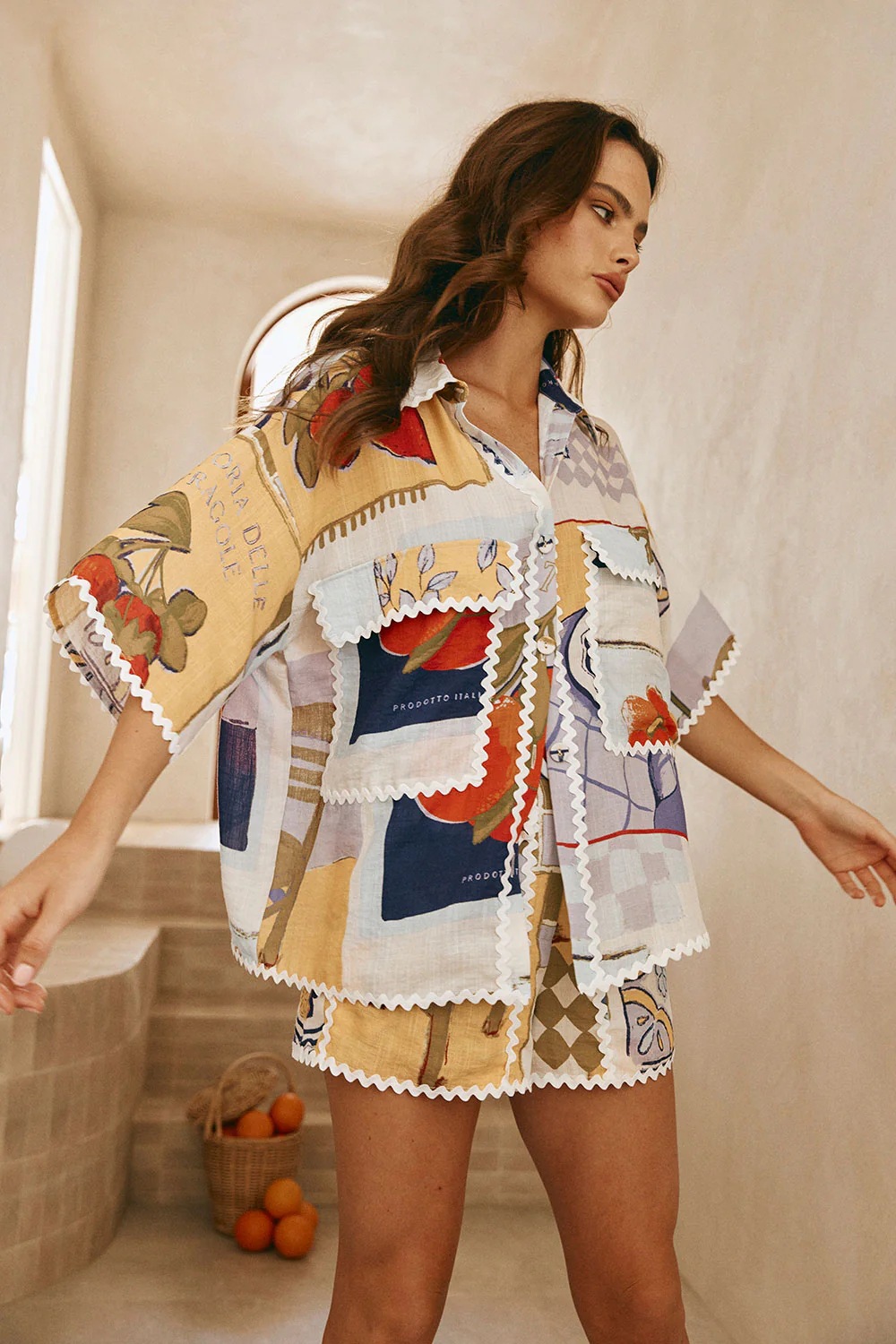 Lady Temperament Fashion Printed Shirt Top Loose Casual Shorts Suit Printing Suit - Shop at LoveMi