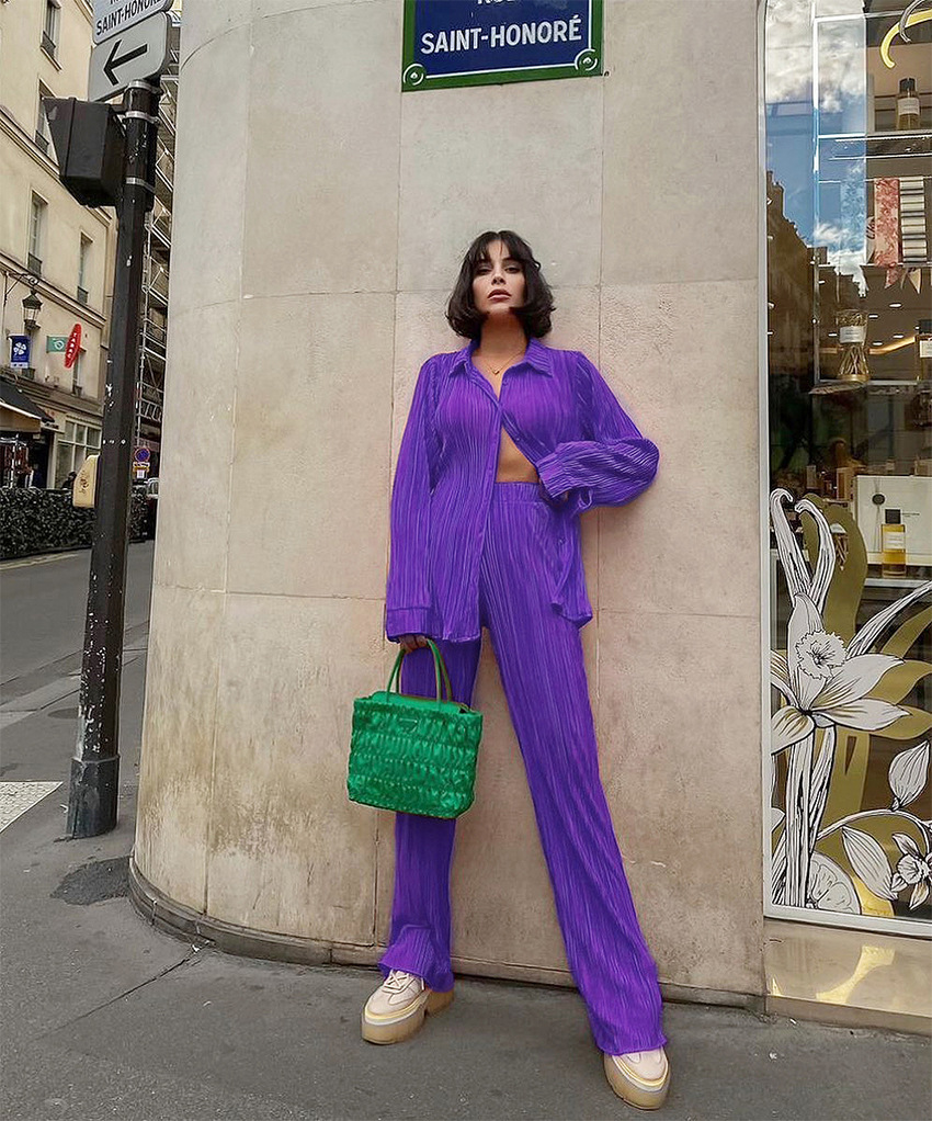 Pleated Wide-Leg Two-Piece Suit, picture 2 of 9
