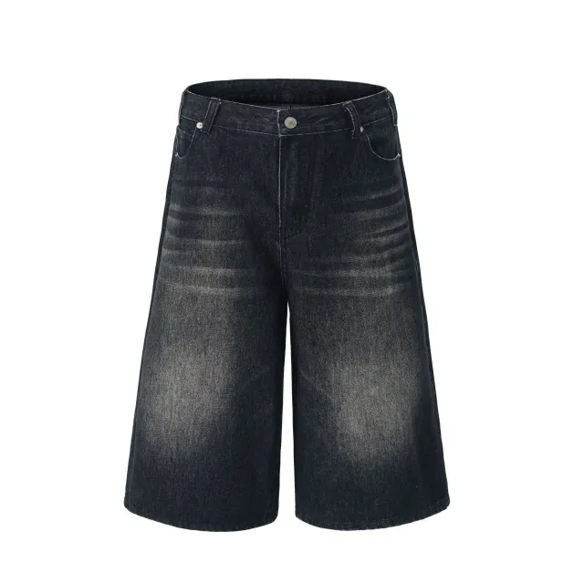 Women's American style High Street Fashionable Washed Wide leg Jeans Black - Shop at LoveMi