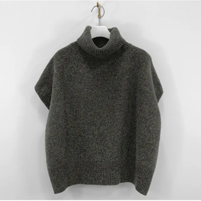 Back Slit Knitted Vest Sweater Loose Gray - Shop at LoveMi