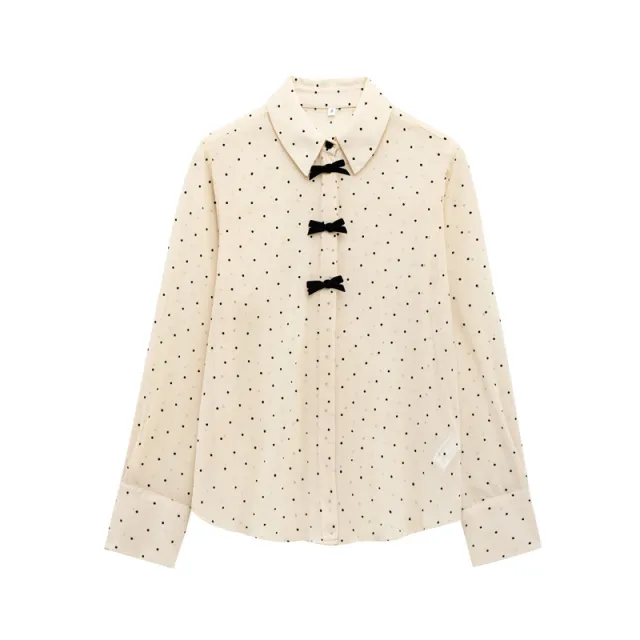 Fashion Women Bowknot Decoration Loose Casual Shirt Apricot - Shop at LoveMi