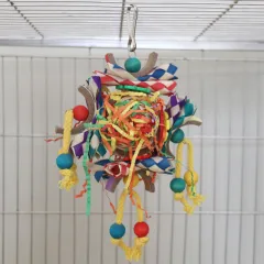 Colorful Vine Bal Paper Tube Bird Cage Decorative Pendant Parrot Toys - 13X22Cm - View 1