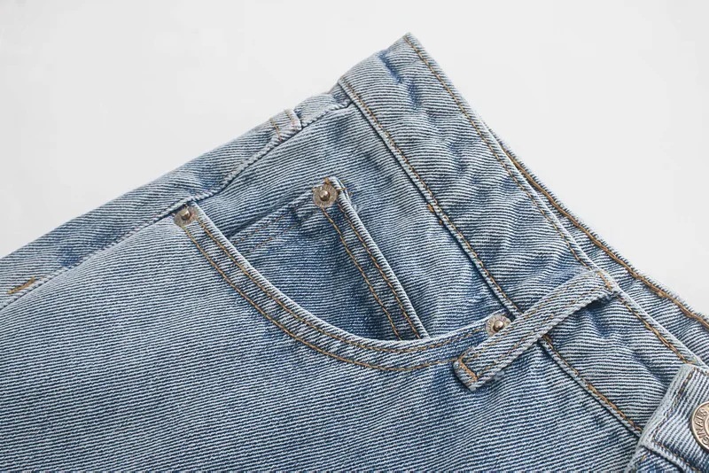 Title 8, Amerikanische High Waist Jeans mit Engelsdruck,...