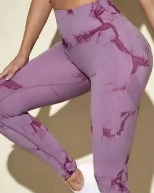 Tie dyed Fitness Trousers High Waist Hip Lift Sports Skinny Running Sexy Pink Trousers - Shop at LoveMi